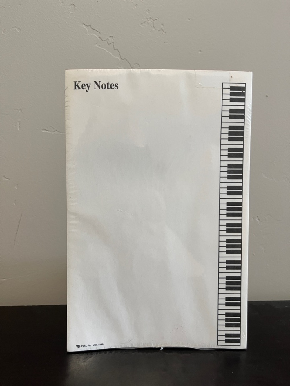 Vintage 1989 Key Notes Piano Themed Notepad - White with Black Keys